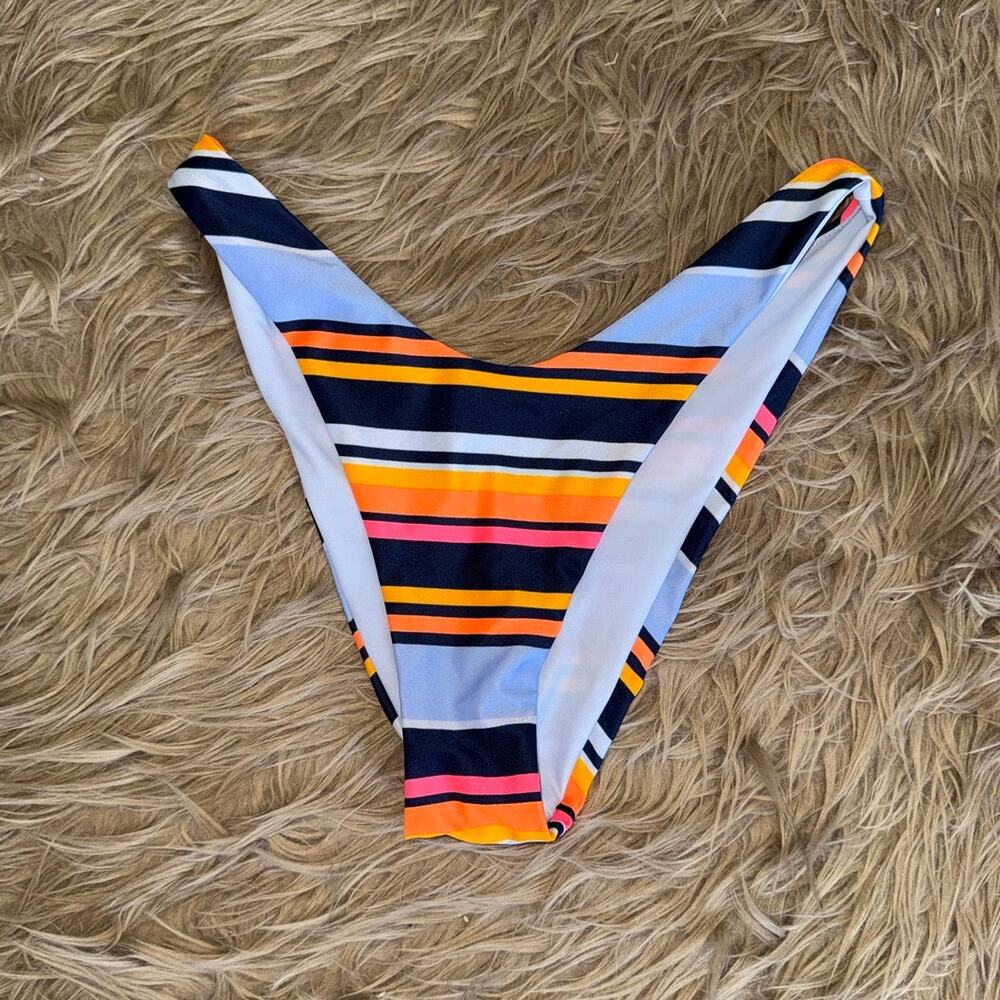 New Aerie Cheekier High Leg Bikini Bottom Striped Women's size M